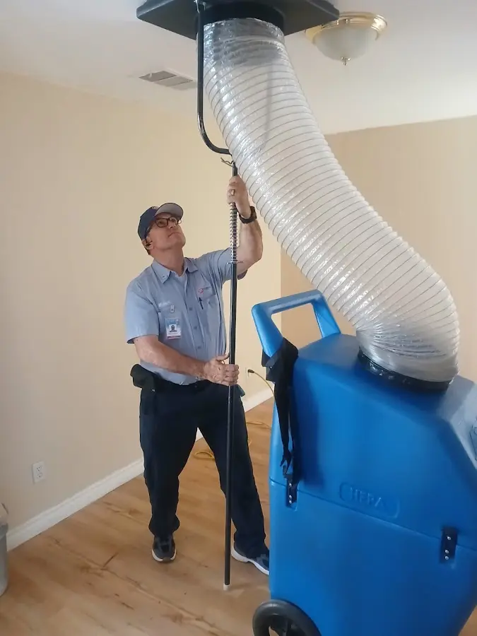 Mini Split Installation technician using HEPA equipment in Romeoville